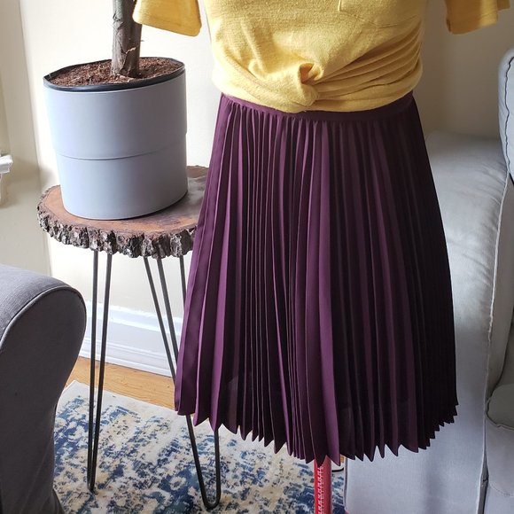 Babaton burgundy accordion skirt - Picture 1 of 9
